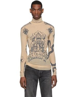 Vetements Beige Tattoo Top Turtleneck - Natural