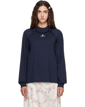 ShuShu/Tong Lace Trim Long Sleeve T-Shirt - Blue