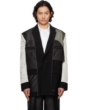 Feng Chen Wang Deconstruction Patchwork Blazer - Black