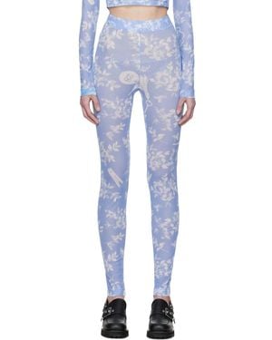 Moschino Floral Print Mesh Leggings - Blue