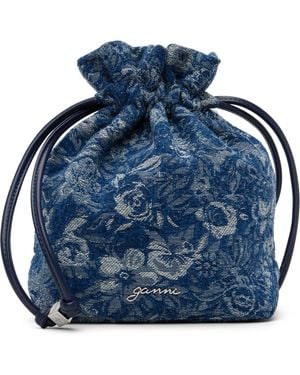 Ganni Tapestry Denim Pouch - Blue