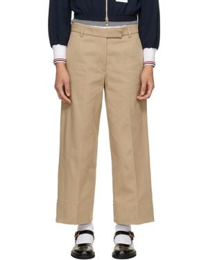 Thom Browne Khaki Cotton Gabardine Chino Trousers - Natural