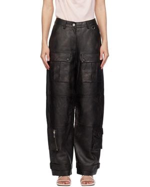 REMAIN Birger Christensen Ssense限定 ブラウン レザーパンツ - ブラック