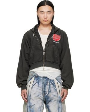 RIVINGTON roi Rebis Anti Death Rose Zip Hoodie - Black