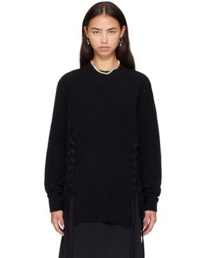 Simone Rocha Merino Lace Up Hem Sweater - Black