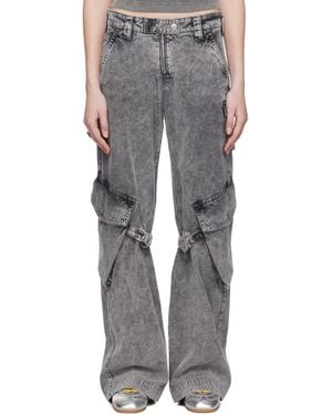 Acne Studios グレー キャンバス カーゴパンツ - ブラック