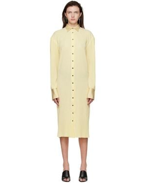 Atlein Yellow Polyester Midi Dress - Black