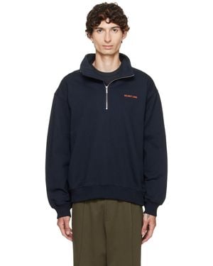 Helmut Lang Logo Quarter Zip Sweatshirt - Blue