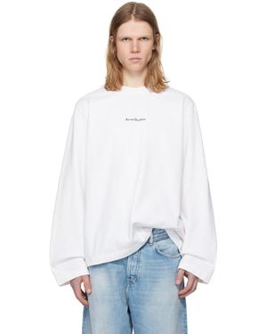 Acne Studios ホワイト ロゴ 長袖Tシャツ