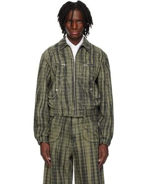 Egonlab Lining Denim Bomber Jacket - Green