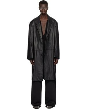 Entire studios Single Breasted Leather Coat - Black