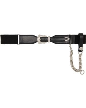 Toga Leather Chain Belt - Black