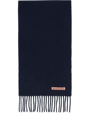 Acne Studios Skinny Fringe Wool Scarf - Blue