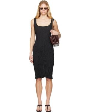Bottega Veneta ブラック クリンクル ミディアムワンピース