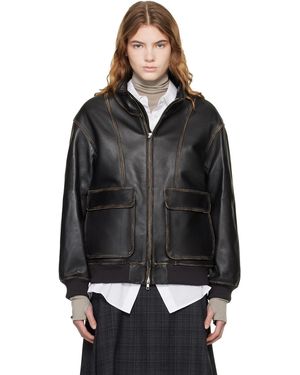 DUNST Stand Collared Leather Jacket - Black