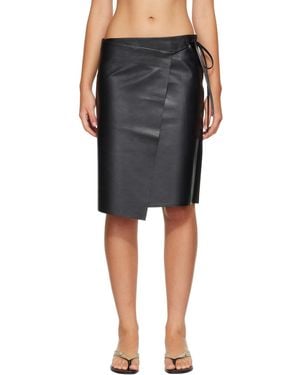 St. Agni Leather Everyday Wrap Midi Skirt - Black