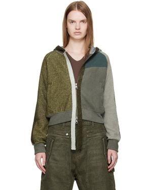 ANDERSSON BELL グリーン カラーブロック ニット ジップフーディ