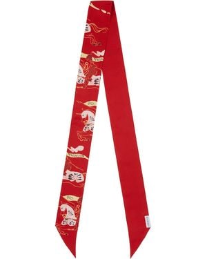 Burberry Skinny Watercolour Ekd Silk Scarf - Red