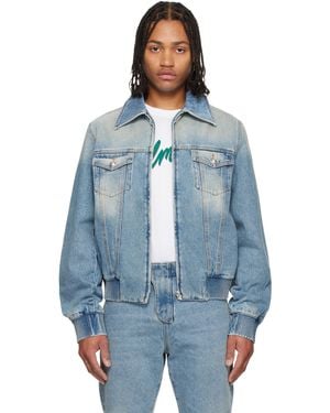 Balmain Cropped Lined Denim Jacket - Blue