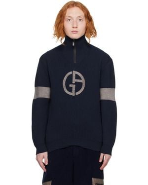 Giorgio Armani Zip Jumper - Blue