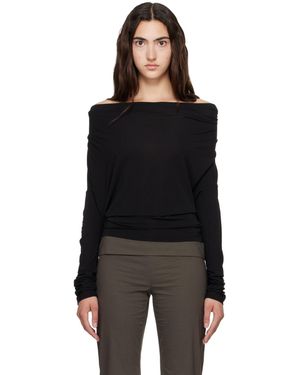 Helmut Lang Cowl Long-Sleeve T-Shirt - Black