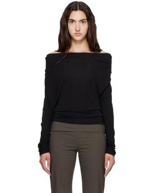Helmut Lang T-Shirt À Manches Longues Noir À Col Bénitier