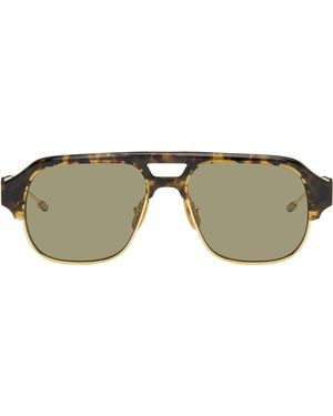 Thom Browne Acetate & Titanium Aviator Pilot Sunglasses - Brown