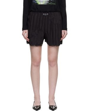 Collina Strada Wavy Flower Stripe Mini Odeon Boxer Shorts - Black