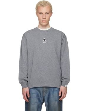 Aape By A Bathing Ape 'Aapenow' Clover Moonface Long Sleeve T-Shirt - Grey