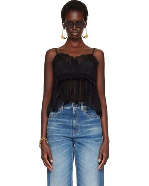 Chloé Haut De Style Lingerie Noir À Bretelles Fines - Bleu