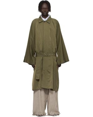 Hed Mayner Crinkled Trench Coat - Green