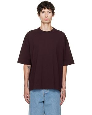 Dries Van Noten Burgundy Dropped Shoulder T-Shirt - Red