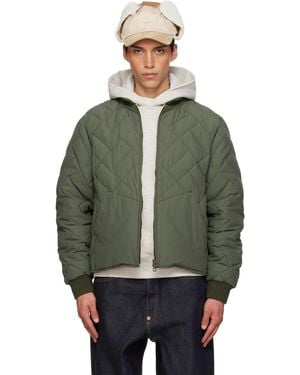 KENZO Khaki Paris Weave' Quilted Down Bomber Jacket - Green