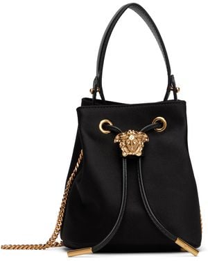 Versace 'La Medusa' Satin Mini Bucket Bag - Black