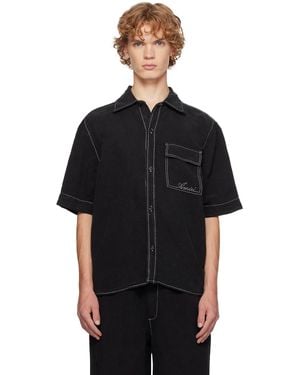 Amiri Script Linen Shirt - Black