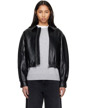 Agolde Dixon Recycled Leather Bomber Jacket - Black