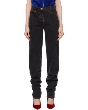 Pushbutton Tuck Detail Pegged Jeans - Black