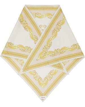 Versace Off- & Silk Twill Triangle Head Scarf - Metallic