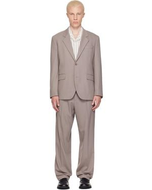 HUGO Taupe Two-Piece Modern-Fit Stretch Twill Suit - Grey