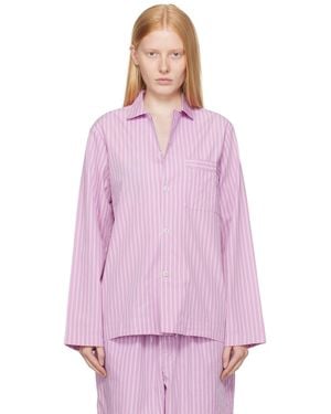Tekla Poplin Long-Sleeved Pajama Shirt - Pink