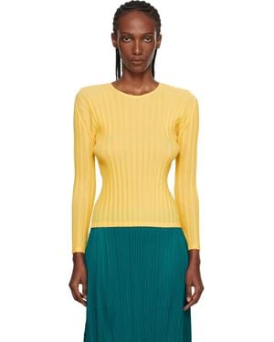 Pleats Please Issey Miyake Rib Pleats January T-Shirt - Yellow