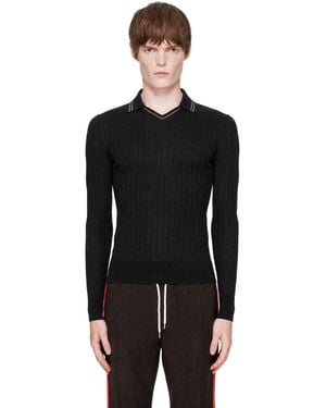 Wales Bonner Cotton & Silk Roots Polo - Black