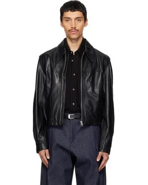 Lemaire Leather Biker Jacket - Black