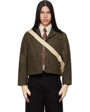 Barbour Blouson Ajusté Spey Brun En Coton Ciré - Noir