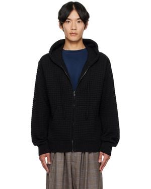 The Elder Statesman Nora Lite Check Zip Hoodie - Black