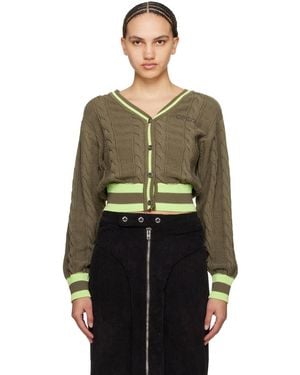 OPEN YY Heart & Cable Cardigan - Green