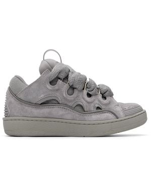 Lanvin Baskets Curb Grises En Suède