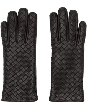 Bottega Veneta Intrecciato Leather Gloves - Black