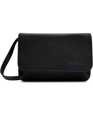 Marni Leather ' Mending Embroidery' Pouch - Black