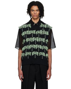 Jil Sander Vネックベスト - ブラック